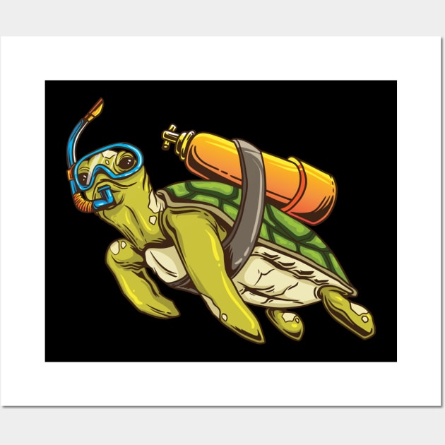 Turtle-Scuba-Diver Wall Art by gdimido